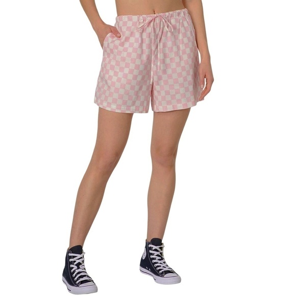 WAYF 98 Neko Drawstring Pink & White Checkered Cotton Shorts NWOT Beachy NWOT - Picture 13 of 16